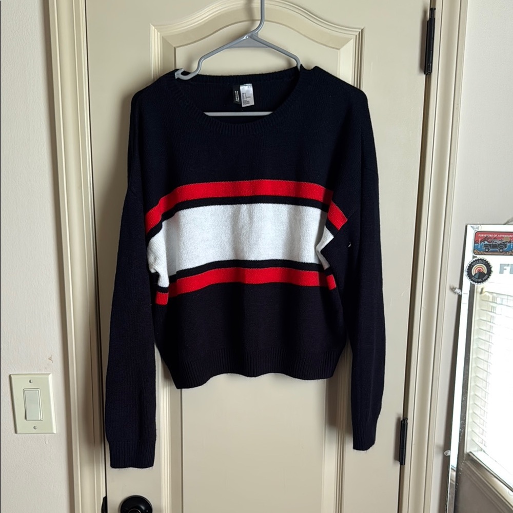 Black and Red Striped Women's Sweater
